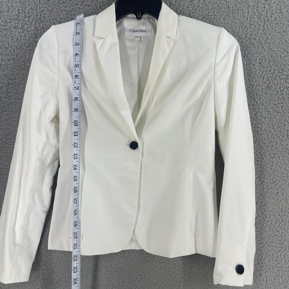 Calvin Klein Jacket Dress Set Womens 2 White Black Belted Sheath Blazer CS84016A - Picture 12 of 16